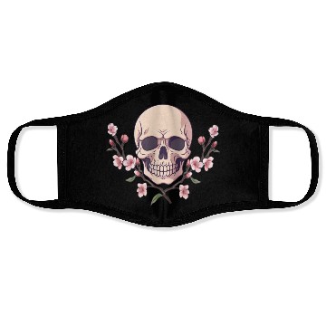 Discover Anime style Skull with cherry blossom branches Face Masks