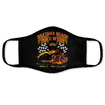Discover Daytona Beach Bike Week 2023 Checkered Flag Front Face Masks