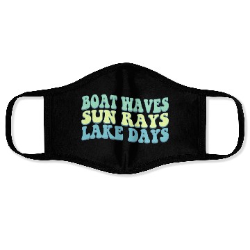 Discover Boat Wave Sun Rays Lake Days Summer Beach Blue Face Masks