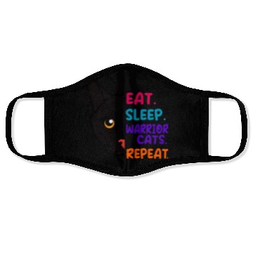 Discover Eat Sleep Cat Warrior Repeat Cat Warrior Love Cats Face Masks