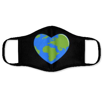 Discover Earth Day World Map as Love Heart Face Masks