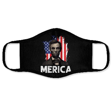 Discover Merica Lincoln President Independence Day Party Face Masks