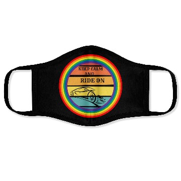 Discover keep calm and ride on Face Masks