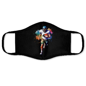 Discover Watercolor Style Football Player Art Face Masks