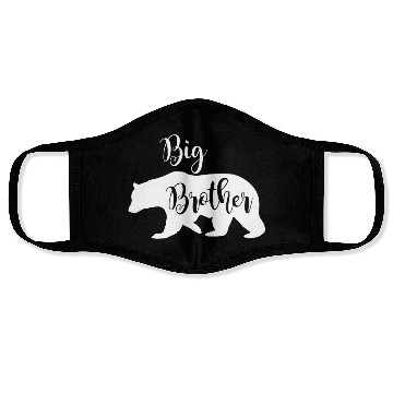 Discover Big Brother Bear Design in White Fun Sibling Gift Face Masks