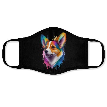 Discover Colourful rainbow realistic Welsh Corgi dog Face Masks