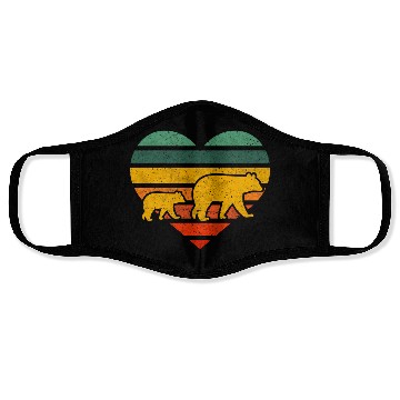 Discover Mama Bear One Cub Heart Mothers Day Face Masks