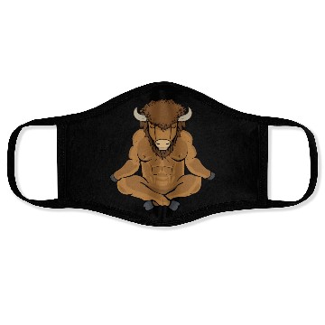 Discover Meditating Buffalo Yoga Lover Men Bison Gift Face Masks