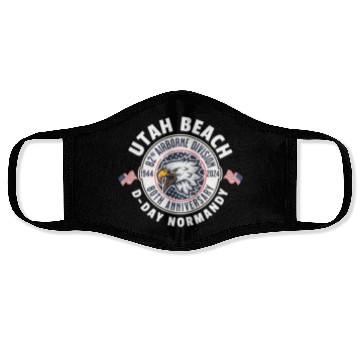 Discover UTAH Beach airborne division 80th anniversary Face Masks