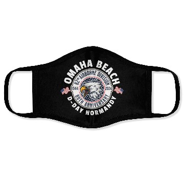 Discover Omaha Beach airborne division 80th anniversary Face Masks