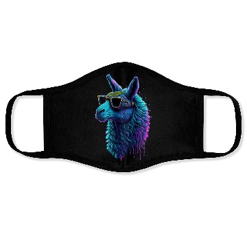 Discover Neon Alpaca with Glasses Face Masks