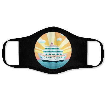 Discover Cruise Ship at Sunset - Dream Voyage Design Face Masks