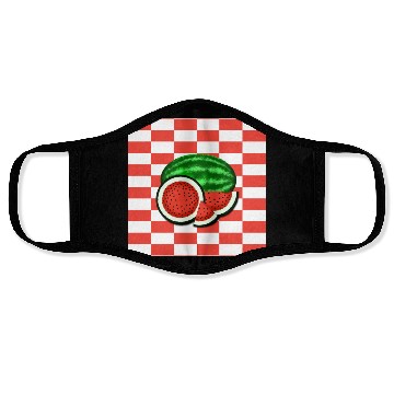 Discover Watermelon on Watermelon Pink Background Face Masks