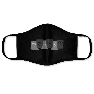 Discover Heart doodle on black card Face Masks