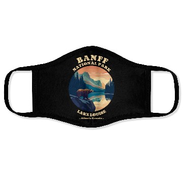 Discover Vintage Retro Canadian Banff National Park Face Masks