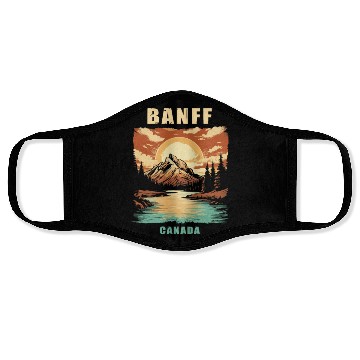 Discover Vintage Retro Canadian Banff National Park Face Masks