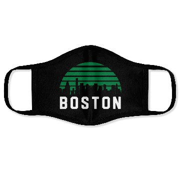 Discover Boston Massachusetts Cityscape Green Face Masks