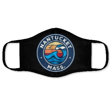 Discover Nantucket Massachusetts Ma Nautical Waves Face Masks