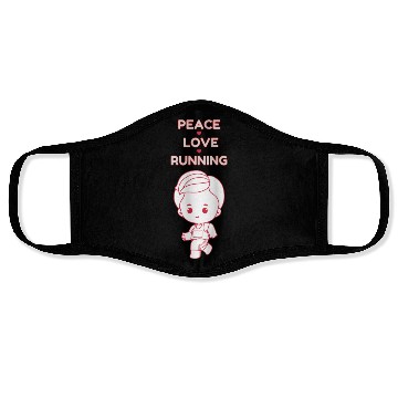 Discover Peace Love Running Red Sport Outline Illustration Face Masks
