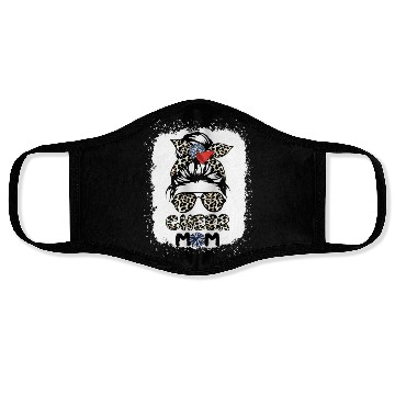 Discover Cheer Mom Leopard Messy Bun Cheerleader Bleached M Face Masks