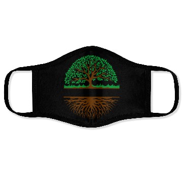 Discover Tree with roots banner Face Masks