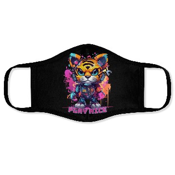 Discover Play Nice Face Masks: Robot Tiger Synthwave Graffiti Kids