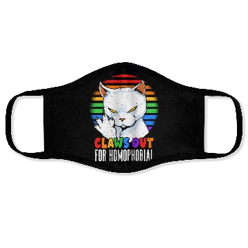Discover Claws Out for Homophobia Rainbow Angry LGBT Cat Face Masks