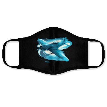 Discover Spitfire Airplane Vintage Pilot Aviator Military Face Masks