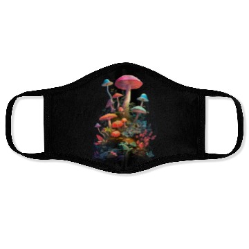 Discover Trippy Neon Mushrooms #11 Face Masks
