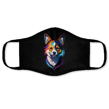 Discover colorful rainbow realistic corgi dog design Face Masks