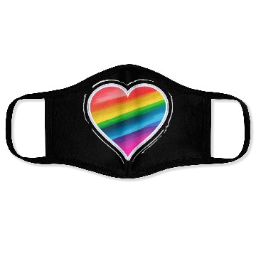 Discover Pride Heart 2 - On Black Face Masks
