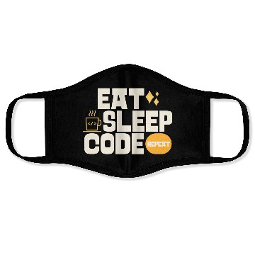 Discover Eat sleep code repeat cool Face Masks