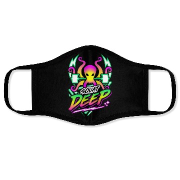 Discover Squat Deep Kraken Retro Neon Synthwave 80s 90s Face Masks