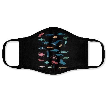 Discover Marine animals alphabet marine biology Face Masks