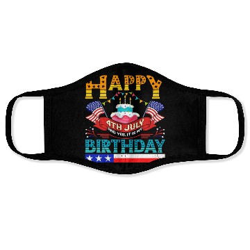 Discover Happy Bday Born July 4 Independence Day American Face Masks