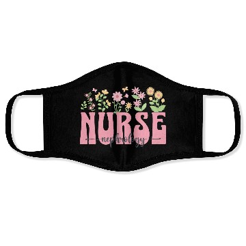 Discover Groovy Nephrology Nurse Flowers Design Face Masks