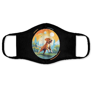 Discover Joyful Dog in Summer Park Face Masks
