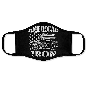 Discover American Iron Motorcycle ©WhiteTigerLLC.Com Face Masks