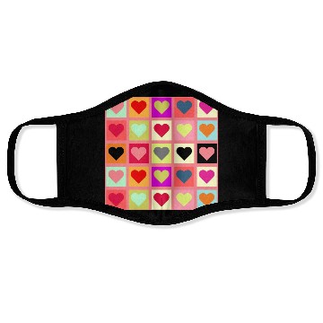 Discover Colorful Retro Vintage Checkered Heart Y2K Pattern Face Masks