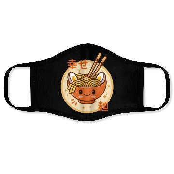 Discover Kawaii Ramen Noodle Bowl Orange Face Masks