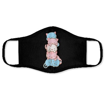 Discover Transgender Pride Flag Cute Kawaii Cats Subtle Face Masks