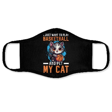 Discover Basketball Cat Basketball Player I Love Basketball Face Masks