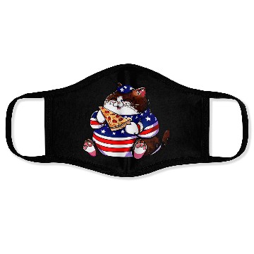 Discover Fat American pizza cat Face Masks