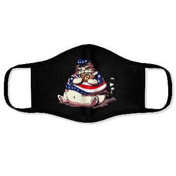 Discover Fat American pizza cat Face Masks