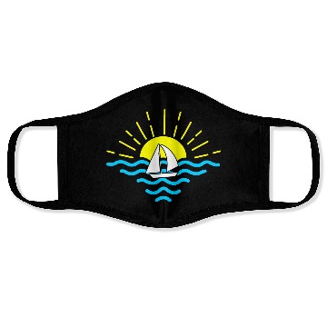 Discover Sunset with sailboat Face Masks