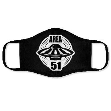 Discover Area 51 Black Flying Saucer Face Masks