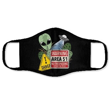 Discover Warning Area 51 No Trespassing Beyond This Point Face Masks