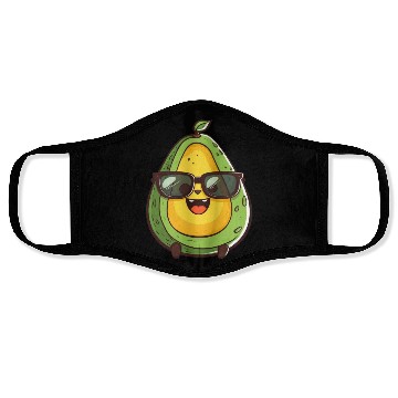 Discover Cool Nerd Avocado with Glasses - Funny Design Face Masks