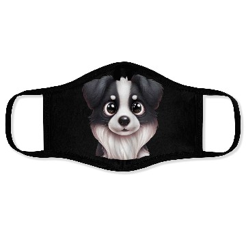 Discover Intelligent Border Collie Portrait Face Masks
