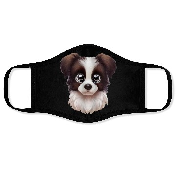 Discover Playful Border Collie Portrait Face Masks